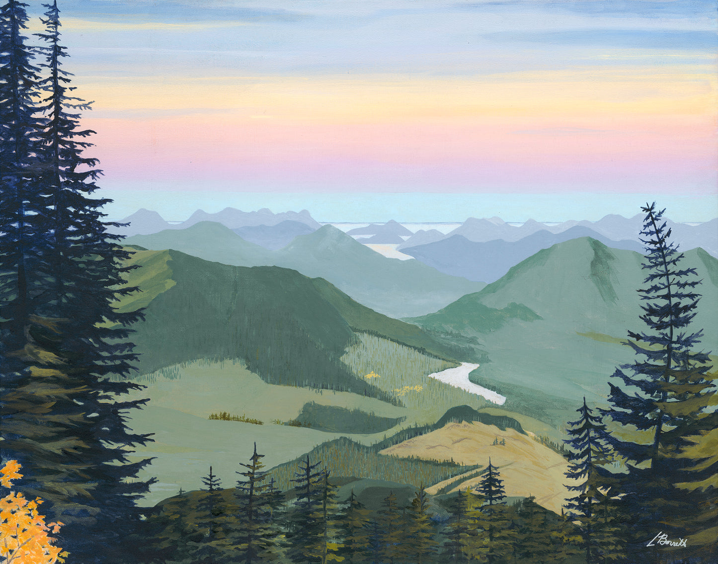 Flower Ridge- acrylic, giclee printed on canvas 28" x 22" $510