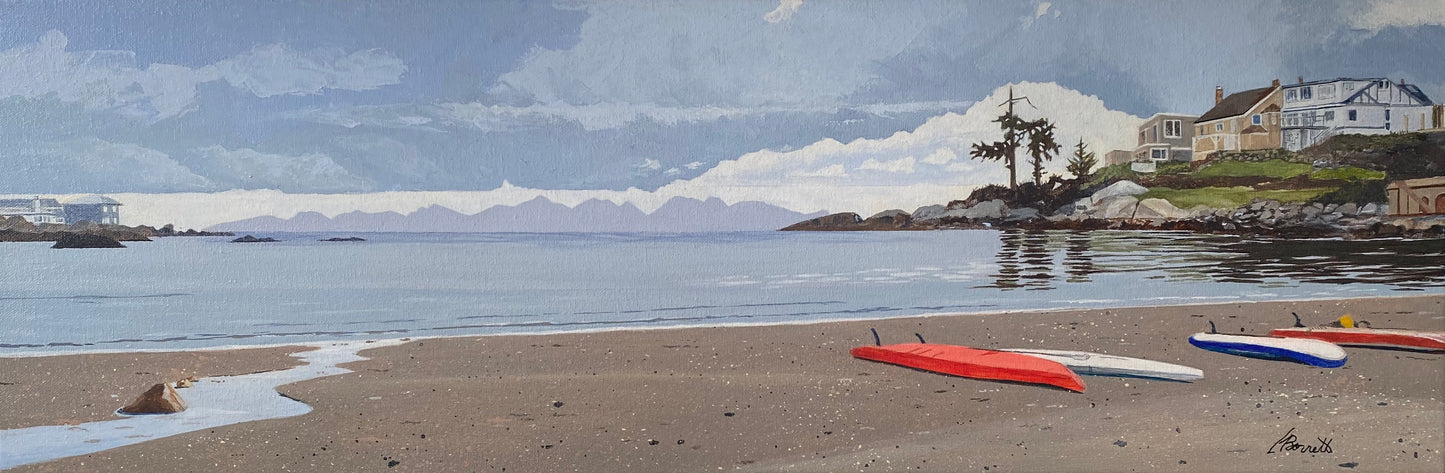 Gonzales Beach - Original Acrylic 30" x 10" framed $815