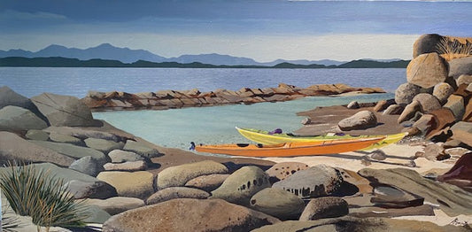 On the Rocks - giclee print on canvas 36" x 18"