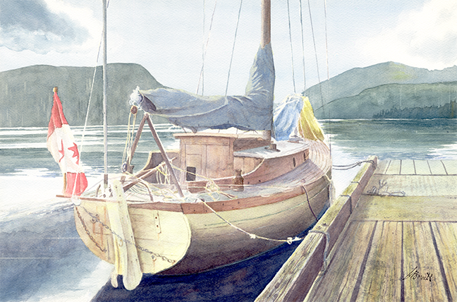 Boat at Maple Bay - Original Watercolour- SOLD